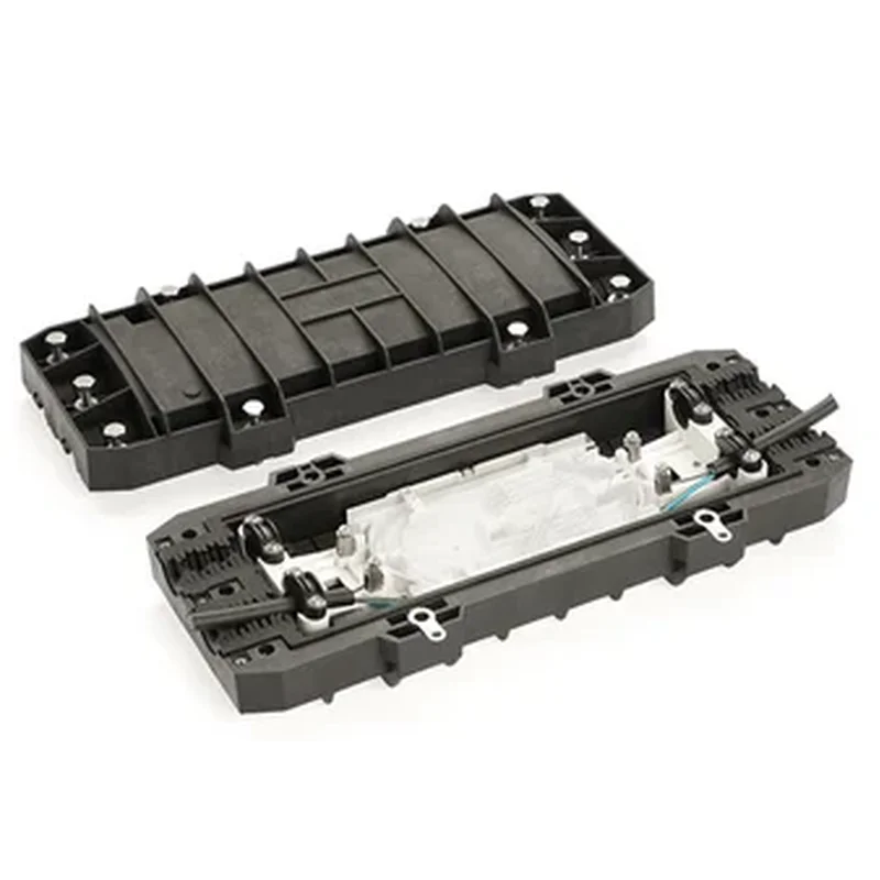 Double-ended optical cable splice box (horizontal)